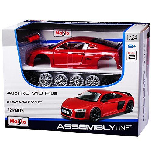 NEW A*U*D*I R8 Coupe Rot Metallic neuestes Modell 2. Generation ab 2015 39510 Bausatz Kit 1/24 Modell Auto mit individiuellem Wunschkennzeichen von NEW