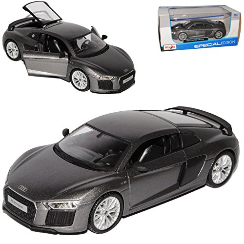 NEW A*U*D*I R8 Coupe Silber Grau neuestes Modell 2. Generation ab 2015 1/24 Modell Auto mit individiuellem Wunschkennzeichen von NEW