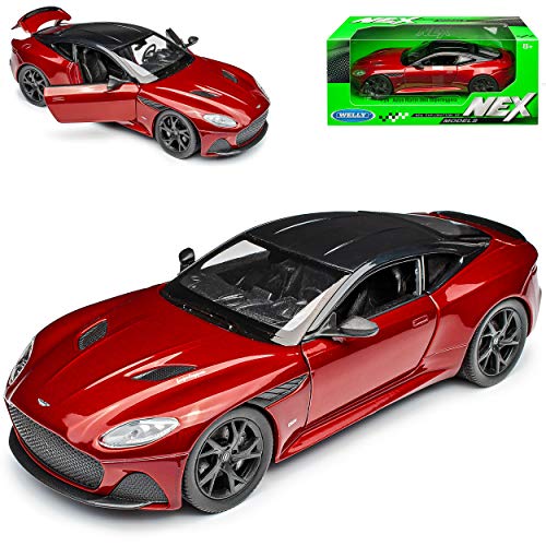 NEW Aston Martin DBS Superleggera Coupe Rot Ab 2018 1/24 Welly Modell Auto mit individiuellem Wunschkennzeichen von NEW