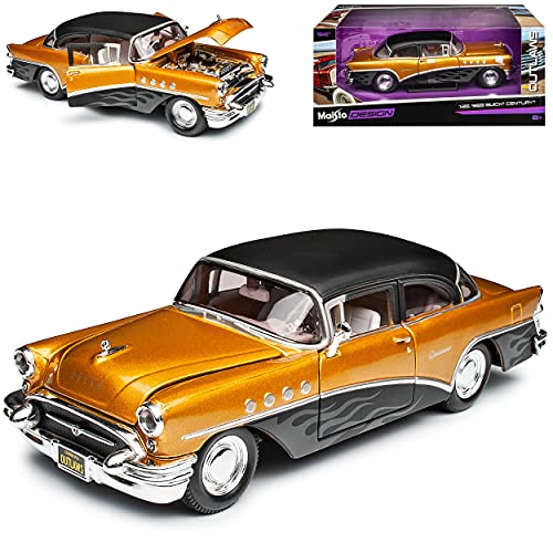 NEW Bui-ck Century 1955 Gold Schwarz Tuning 1/26 1/24 Modell Auto mit individiuellem Wunschkennzeichen von NEW