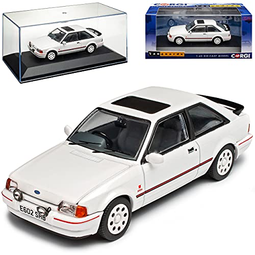 NEW Defektes Modell Fehlender Außenspiegel Ford Escort MKIV XR3i Weiss 3 Türer 4. Generation 1986-1990 1/43 Corgi Vanguards Modell Auto von NEW