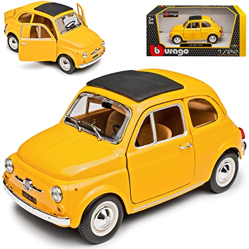 NEW FIAT 500F Klassik Gelb Ur Modell ab 1957 18-22098 1/24 Burago Modell Auto von NEW