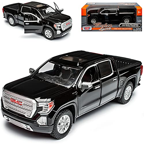 NEW G*M*C Sierra 1500 Denali Crew Cab Pick-Up Schwarz 2019 1/27 1/24 Motormax Modell Auto mit individiuellem Wunschkennzeichen von NEW