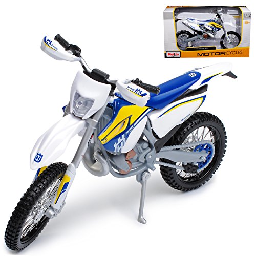 NEW Husvqarna FE 501 Blau Weiss Enduro 1/12 Modell Motorrad mit individiuellem Wunschkennzeichen von NEW