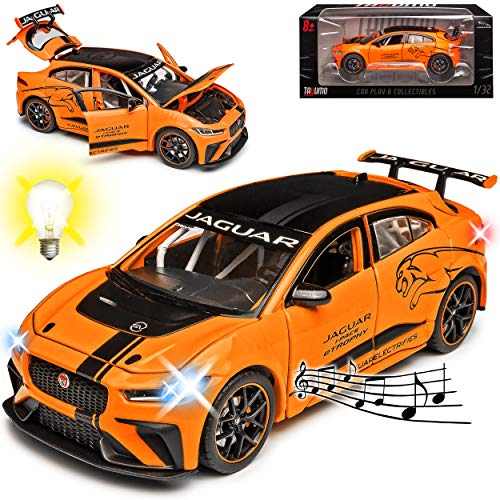 NEW Jaguar I-Pace E-Trophy Orange Ab 2018 mit Licht und Sound 1/32 Tayumo Modell Auto mit oder ohne individiuellem Wunschkennzeichen von NEW