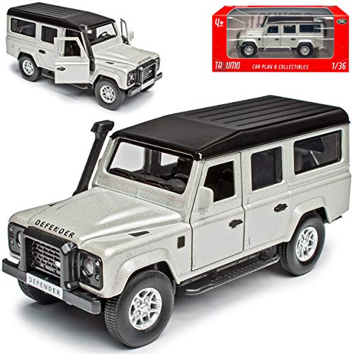 NEW Land R*O*V*E*R Defender 110 Indius Silber mit Dach in Schwarz 1/36 Tayumo Modell Auto mit oder ohne individiuellem Wunschkennzeichen von NEW