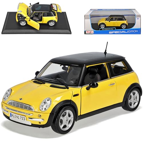 NEW Mini Cooper Gelb Mit Schwarz Sonndendach 1/18 Maisto Modellauto Modell Auto von NEW