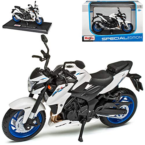 NEW Suzuki GSX S750 ABS Weiss 1/18 Modell Motorrad mit individiuellem Wunschkennzeichen, Mit Wunschkennzeichen von NEW