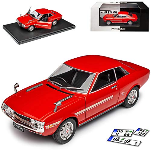 NEW T*o*y*o*t*a Celica GT TA22 Coupe Rot 1. Generation 1970-1975 1/24 Whitebox Modell Auto mit individiuellem Wunschkennzeichen von NEW