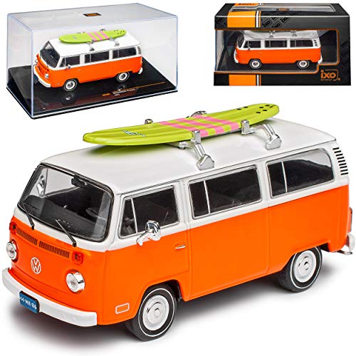 NEW Volkwagen T2 Orange Weiss Personen Transporter Bus mit Surfbrett 1967-1979 1/43 Ixo Modell Auto von NEW