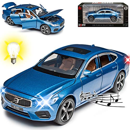 NEW Volvo S90 Limousine Bursting Blau Ab 2016 mit Licht und Sound 1/32 Tayumo Modell Auto mit oder ohne individiuellem Wunschkennzeichen von NEW