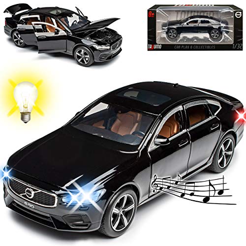 NEW Volvo S90 Limousine Onyx Schwarz Ab 2016 mit Licht und Sound 1/32 Tayumo Modell Auto mit oder ohne individiuellem Wunschkennzeichen von NEW