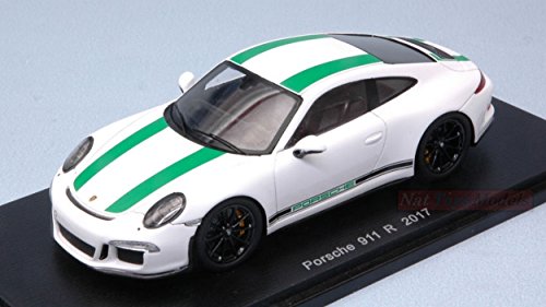 SPARK MODEL S4956 PORSCHE 911 R 2017 WHITE W/GREEN STRIPES 1:43 DIE CAST MODEL von NEW