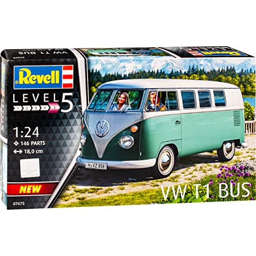 Volkwagen T1 Grün Weiss Samba Bully Bus 1950-1967 07675 Bausatz Kit 1/24 Revell Modell Auto mit individiuellem Wunschkennzeichen von NEW