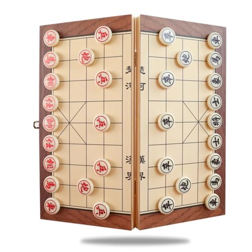 Chinesisches Schach, Magnetschach Faltbar Mit Brett Set, Massivholzbrett, Geeignet Für Kinder Erwachsene Anfänger(Size:29 * 29cm) von NEWCIX