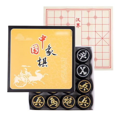 Chinesisches Schach, Schachfiguren Aus Massivholz Mit Schachbrett, Traditionelles Strategie- Und Geschicklichkeitsspiel Für Teenager(Farbe:Zwart) von NEWCIX