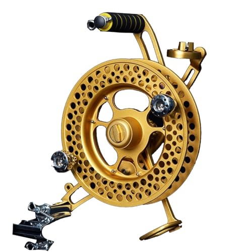 NEWCIX Faltbare Kite Line Reel Disc Back Mit Hand Grip Wheel Mit Bremsen Large Adult Kite Spools, Professional Kite Flying Tools(Gold) von NEWCIX