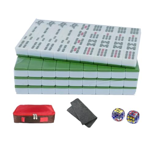 NEWCIX Großes Mahjong Set, 36mm Mahjong Kacheln, Multifunktionales Mahjong, Internationales Wettkampf-Mahjong, Reise-Mahjong Mit Praktischer Tasche(A) von NEWCIX