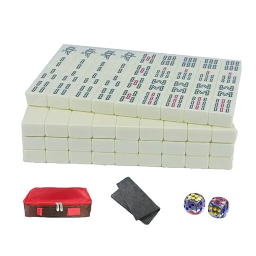 NEWCIX Großes Mahjong Set, 36mm Mahjong Kacheln, Multifunktionales Mahjong, Internationales Wettkampf-Mahjong, Reise-Mahjong Mit Praktischer Tasche(B) von NEWCIX