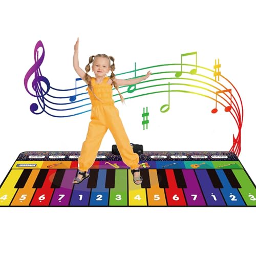 NEWFUN Klaviermatte, Musikmatte, Klaviermatte für Kinder, 1,8 Meter Lange Klaviermatte mit 10 Tasten, 10 Liedern und 8 Instrumenten für Jungen und Mädchen, Musikspielzeug für 3 4 5 6 7 8 9-Jährige von NEWFUN