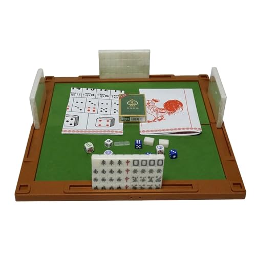 NEWFUN Majong Stones Game, 22mm Mahjong Game, Mini Traditional Chinese Riichi Mahjong Set with 144 Majong Toys, Chinese Majong Game Set for Leisure Travel Party Family Games von NEWFUN