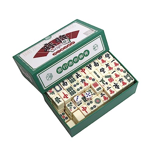 NEWFUN Majong Stones Game, Mahjong Game, Mini Traditional Chinese Riichi Mahjong Set with 144 Majong Toys, Chinese Majong Game Set for Leisure Travel Party Family Games von NEWFUN