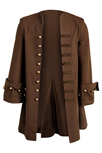 NEWSAIL Herren Mittelalter-Piraten-Jacke, Steampunk-Mantel Captain Adult Halloween Cosplay Kostüm - Braun - Large von NEWSAIL