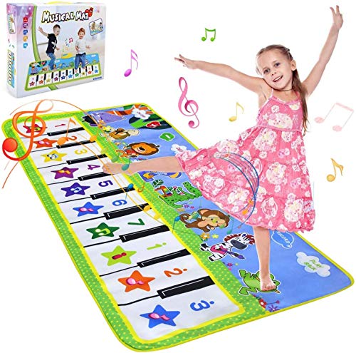 NewStyle Musikmatte Kinder, Klaviermatte Tanzmatte mit 8 Instrumenten für Babies Jungen Mädchen, Lernspielzeug ab 1 2 3 Jahr, Geschenke zum Geburtstag (135x59 cm) von NEWSTYLE