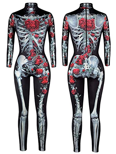 NEWUPZSI Halloween Kostüm Damen Skelett Overall Lady Catsuit Skull Skelett Jumpsuit Knochen Langarm Skinny Skeleton Catsuit Cosplay Overall Body Anzug Karneval Fasching Karneval Mottoparties NEWUPZSI Halloween Kostüm Damen Skelett Overall Lady Catsuit Skull Skelett Jumpsuit Knochen Langarm Skinny Skeleton Catsuit Cosplay Overall Body Anzug Karneval Fasching Karneval Mottoparties von NEWUPZSI