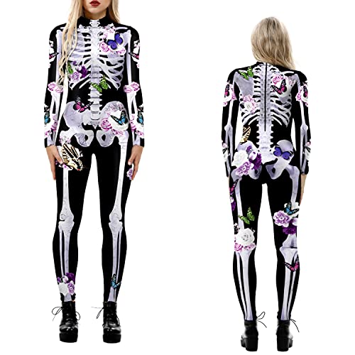 NEWUPZSI Halloween Kostüm Damen Skelett Overall Lady Catsuit Skull Skelett Jumpsuit Knochen Langarm Skinny Skeleton Catsuit Cosplay Overall Body Anzug Karneval Fasching Karneval Mottoparties NEWUPZSI Halloween Kostüm Damen Skelett Overall Lady Catsuit Skull Skelett Jumpsuit Knochen Langarm Skinny Skeleton Catsuit Cosplay Overall Body Anzug Karneval Fasching Karneval Mottoparties von NEWUPZSI