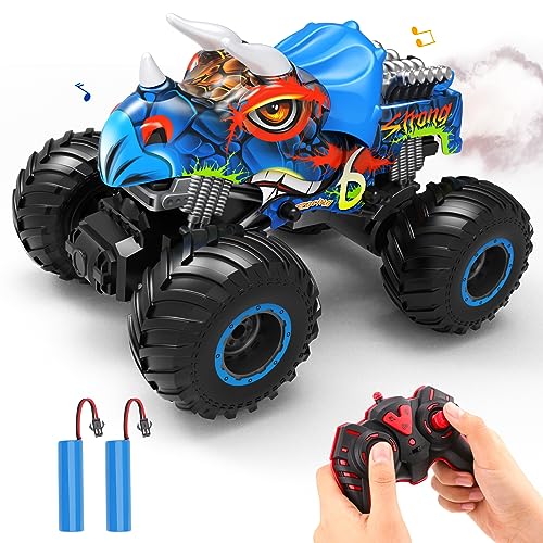 NEXBOX Dinosaurier Ferngesteuerter MonsterTruck Offroad - Rc Dino Triceratops Monster Truck Auto Geburtstagsgeschenk für Jungen und Mädchen, Geschenk Spielzeug fur Kinder ab 4-10 Jahre von NEXBOX