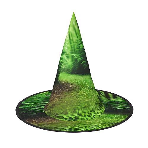 Grüner Naturdruck Halloween-Kostüm, Kegel, Hexenhüte für Unisex, Steeple-Top, für Halloween, Weihnachtsfeier von NEZIH