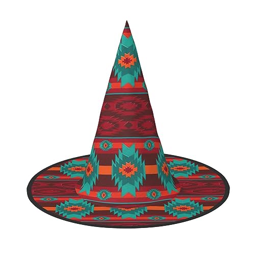 NEZIH Ethnisches geometrisches Muster, Druck, Halloween-Kostüm, Kegel, Hexenhüte für Unisex, Steeple-Top, für Halloween, Weihnachtsfeier von NEZIH