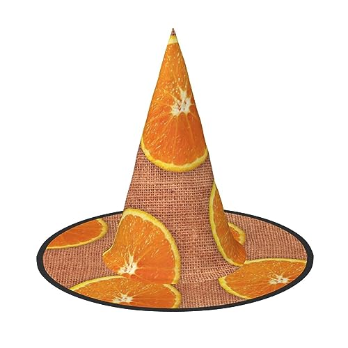 NEZIH Halloween-Hut mit Zitronen- und Orangen-Aufdruck, Zubehör für Erwachsene, Kostüm, Party, Kegel, Hexenhut, Damen, Kinder, Mädchen, Jungen von NEZIH