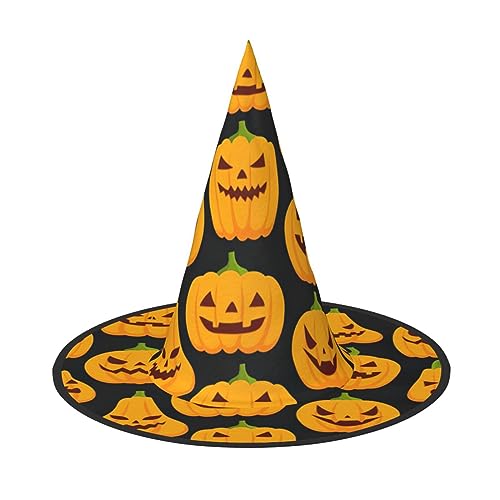 NEZIH Halloween Kürbis Muster Druck Kegel Hexenhut für Frauen Hexenhüte für Halloween Cosplay Kostüm Zubehör Party von NEZIH