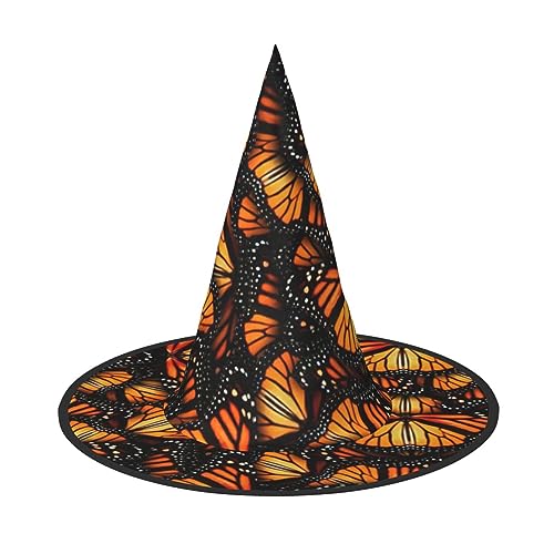 NEZIH Heaps Of Orange Monarch Butterflies Print Halloween Costume Cone Witch Hats For Uni Steeple Top For Halloween Christmas Party von NEZIH