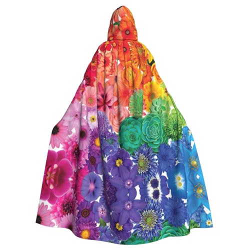 NEZIH Kapuzenumhang mit Regenbogen-Blumen für Erwachsene, Karneval, Hexe, Cosplay, Kostüm, Karneval, Partyzubehör, 185 cm von NEZIH