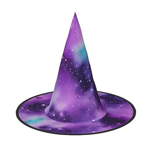 NEZIH Magische Galaxie, Himmel, violetter Druck, Halloween-Kostüm, Kegel, Hexenhüte für Unisex, Steeple Top, für Halloween, Weihnachtsfeier von NEZIH