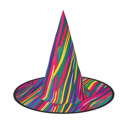 NEZIH Regenbogen-Linien-Druck, Halloween-Kostüm, Kegel, Hexenhüte für Unisex, für Halloween, Weihnachtsfeier von NEZIH