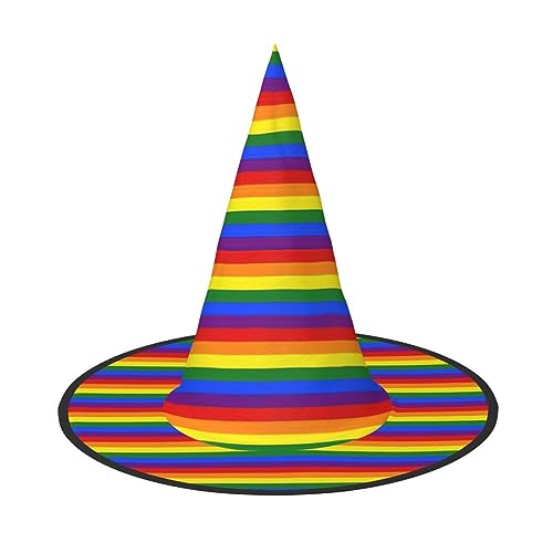 NEZIH Regenbogenmuster Druck Halloween Kostüm Kegel Hexenhüte für Unisex Steeple Top für Halloween Weihnachten Party von NEZIH