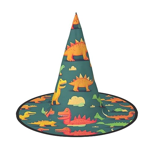 NEZIH Viele kleine Dinosaurier-Druck, Halloween-Kostüm, Kegel, Hexenhüte für Unisex, Steeple-Top, für Halloween, Weihnachtsfeier von NEZIH