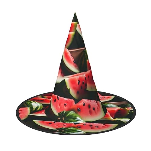 NEZIH Wassermelone mit frischem Obstdruck, Halloween-Kostüm, Kegel, Hexenhüte für Unisex, Steeple Top für Halloween, Weihnachtsfeier von NEZIH