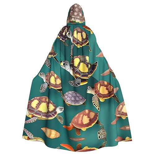 Ölgemälde Paris Eiffelturm Druck Halloween Unisex Länge Kapuze Robe Weihnachten Umhang Vampir Hexe Umhang Cosplay Kostüm, Viele Tiere, Meeresschildkröten, Einheitsgröße von NEZIH