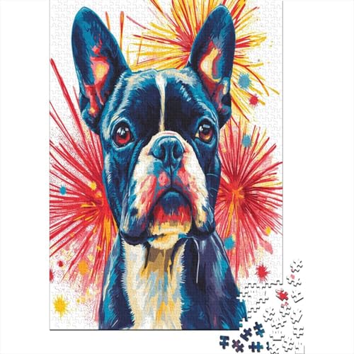 Bulldogge Französisches Puzzle 1000 Teile Erwachsene Puzzle unmöglich Geschicklichkeitsspiel für die ganze Familie Positionierungsspiel Dekoration Schwein 1000 Stück (75 x 50 cm) von NGCZL9FGD