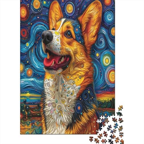 Corgi 1000-teiliges Holzpuzzle für Erwachsene, 1000 Teile für Erwachsene, Puzzlespiel, Dekoration des Schweins, 1000 Teile (75 x 50 cm) von NGCZL9FGD