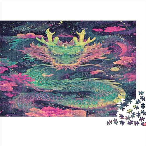 Dragon Puzzle 1000 Teile Puzzle Für Erwachsene Holzpuzzle Lernspiel Für Erwachsene Herausforderung Spielzeug Geschenk Für Alle Frauen Und Männer 1000pcs (75x50cm) von NGCZL9FGD