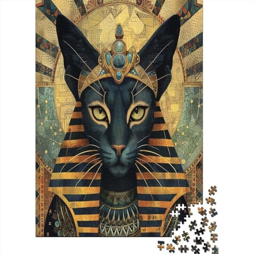 Egyptian Katzenpuzzle für Erwachsene, 1000 Teile, nachhaltig, aus Holz, Spiele herausfordernd, pädagogisches Puzzle, unmöglich, Heimdekoration, 1000 Stück (75 x 50 cm) von NGCZL9FGD