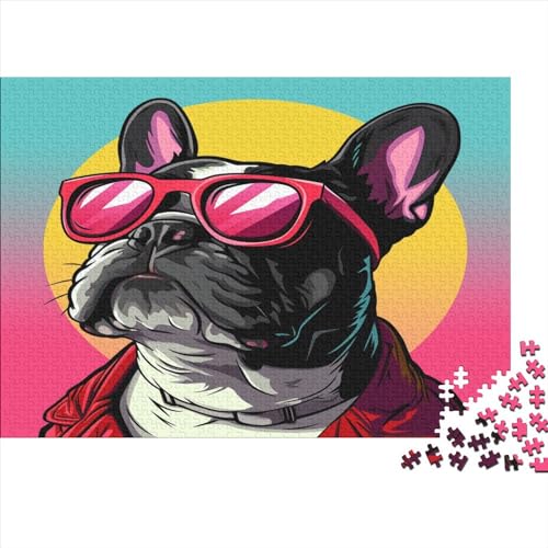 French Bulldog Puzzle mit 1000 Teilen für Erwachsene, 1000-teiliges Puzzle für Erwachsene, anspruchsvolles Puzzle, vielseitiges Puzzlespiel für Frauen, Geschenk für Männer 1000 Stück (75 x 50 cm) von NGCZL9FGD