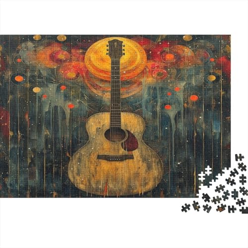 Gitarre Holzpuzzle mit 1000 Teilen für Erwachsene, herausforderndes Puzzle für Erwachsene, Geschenk mit 1000 Teilen oder ganzen Teilen für Männer und Frauen, 1000 Stück (75 x 50 cm) von NGCZL9FGD