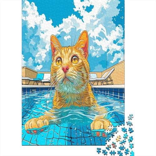 Katzenpuzzle für Erwachsene, 1000 Teile, Kunstwerk, Puzzlespiel für Erwachsene, Holzpuzzle, herausfordernde Spiele, Heimdekoration, 1000 Stück (75 x 50 cm) von NGCZL9FGD